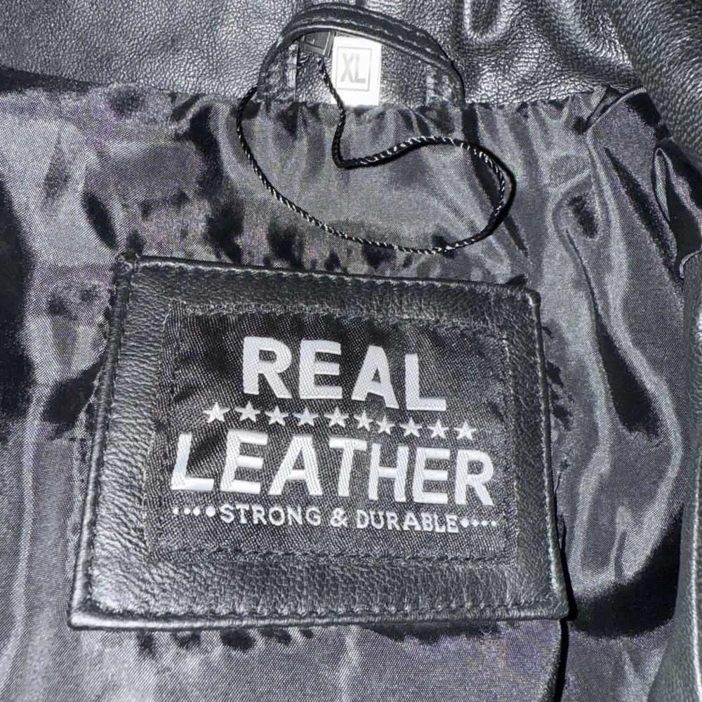 Black Soft Lightweight Leather Dress Jacket Coat Lined Men's Size XL - Picture 3 of 16